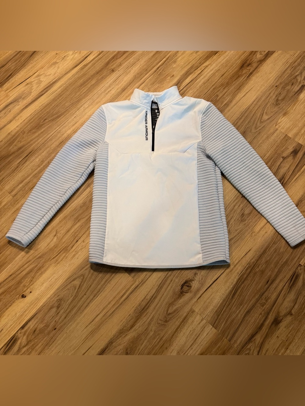 Under Armour Sweatshirt Men’s Small White Gray Quarter Zip Mock Neck Golf